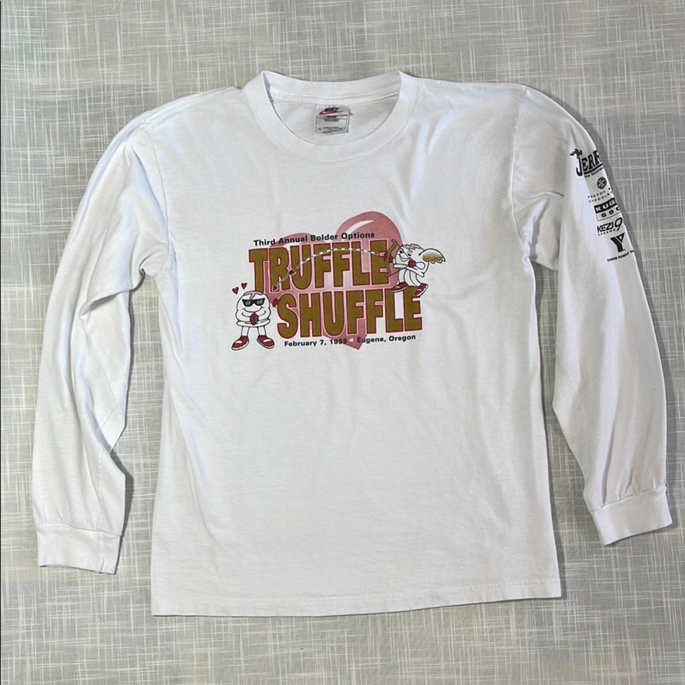 Nike 1999 Small Long Sleeve Truffle Shuffle Shirt Running Eugene Oregon Y2K Run